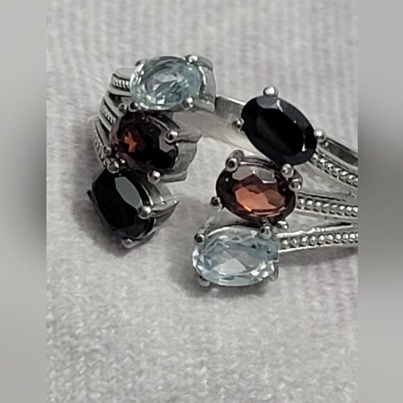 Garnet, Topaz, Spinel Open Band Ring - Picture 8 of 15